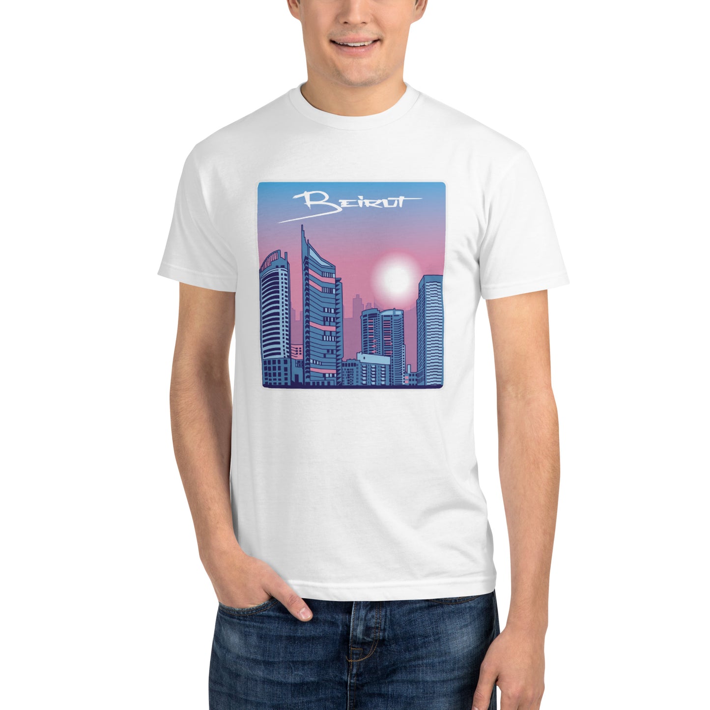 Beirut Skyline Vaporwave Aesthetic T-Shirt